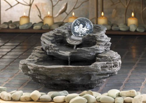 ROCK DESIGN TABLETOP FOUNTAIN in a room