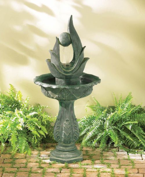 STANDING DESIGNER FOUNTAIN on a patio