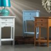 WHITE CROSSTOWN SIDE TABLE, CAPE TOWN SIDE TABLE, NATURAL WOODEN SIDE TABLE