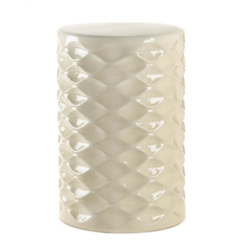 IVORY FACETED CERAMIC STOOL