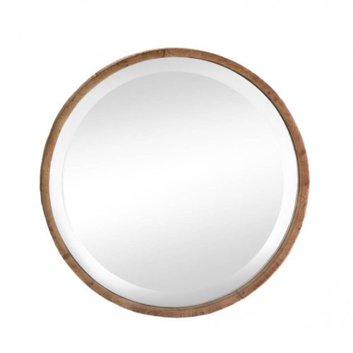 ROUND WOOD FRAME WALL MIRROR