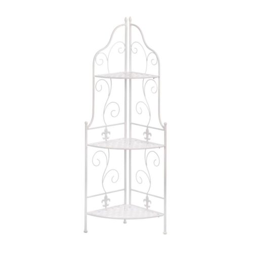 WHITE BASKET WEAVE CORNER RACK