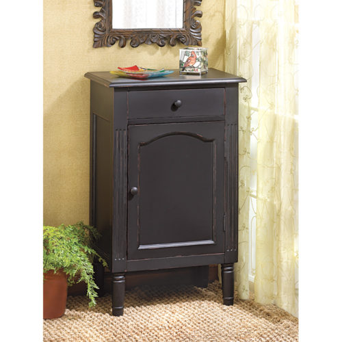 ANTIQUED BLACK WOOD CABINET